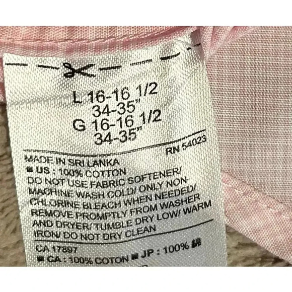 Banana Republic Button Up Slim Fit Non Iron Size Large Pink White Gingham Dress - Picture 4 of 6